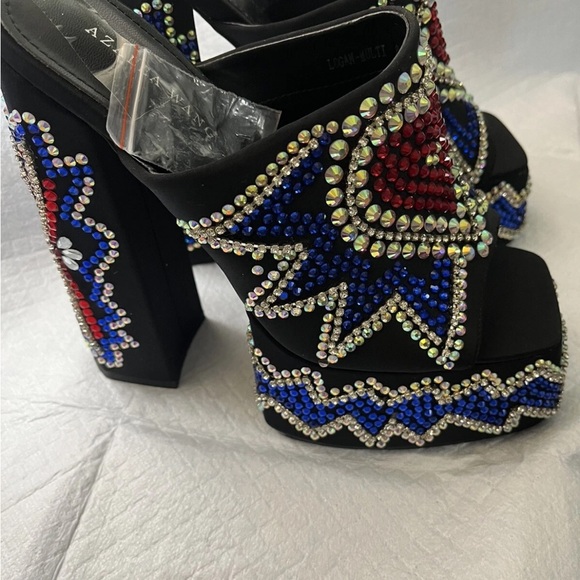 Azalea Wang Black and Multicolor Embellished Heels - Picture 5 of 10